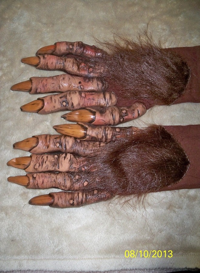 Zagone Studios Zagone Beast Gloves, Brown Faux Fur, Yellow Nails, Gloves - Image 4